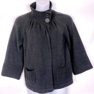 Jones New York Sport Cardigan Sweater Size XL Black Cotten Blend Knit Pockets